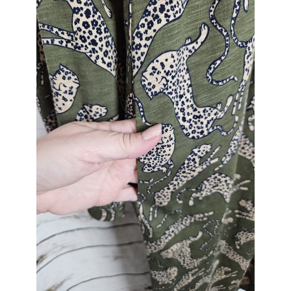 Boden Naomi Relaxed Jersey Knit Dress Leopard Olive Green 16-18 Animal Print NEW - Picture 5 of 11